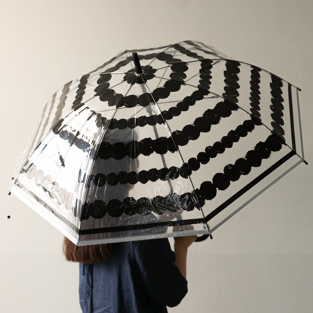 클리어 블랙 도트 투명 비닐 우산