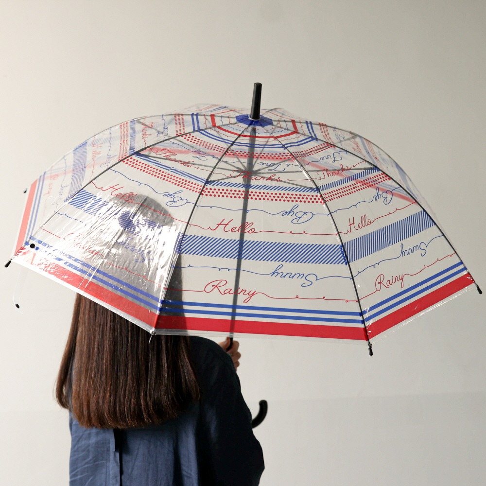 클리어 헬로 해피 투명 비닐 우산